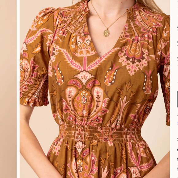 Spartina 449 Lavern Poplin Dress Mercer House Damask Brown size XS. NWT!!! - Picture 2 of 8